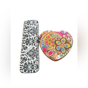 Retro Brighton Heart Shaped Jewelry Trinket Tin Box and long Black Jewelry Box